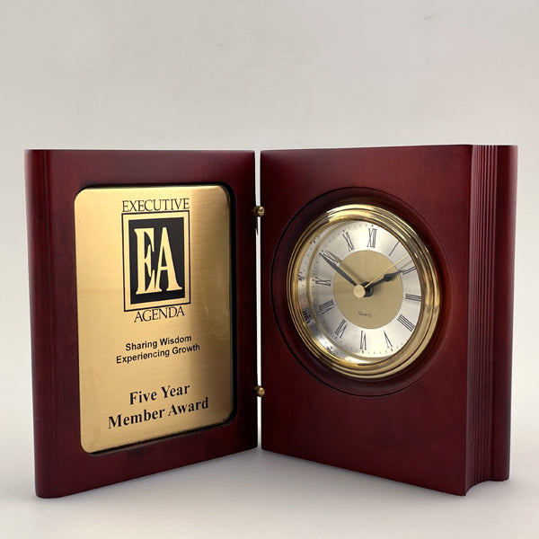 Rosewood Book Clock, small | Global Recognition Inc
