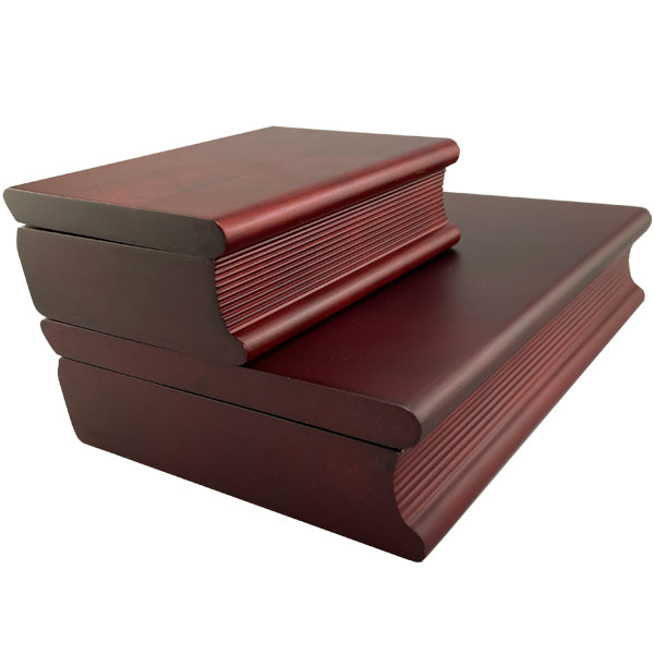Rosewood Book Clock, both large and small shown closed | Global Recognition Inc