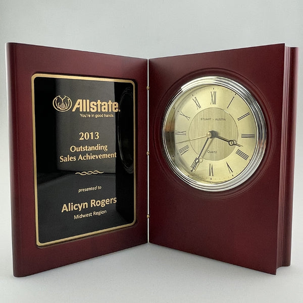 Rosewood Book Clock, large | Global Recognition Inc