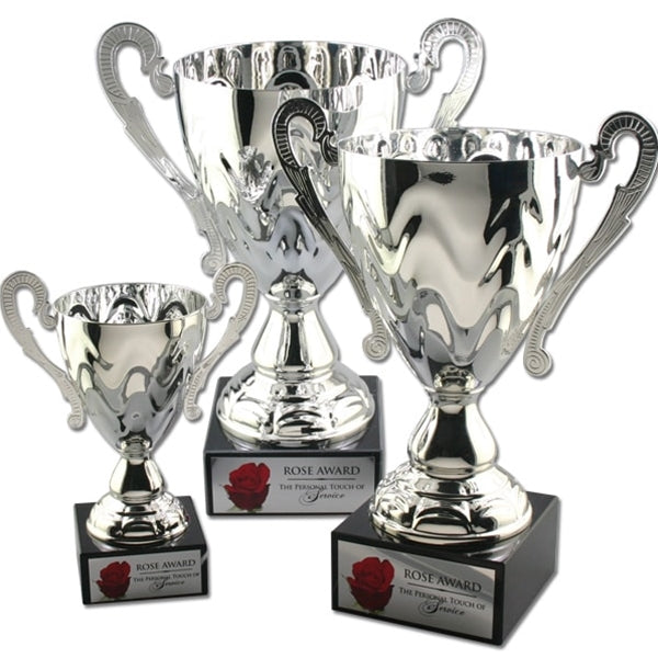 Silver-Tone Metal Trophy Cup on Marble Base