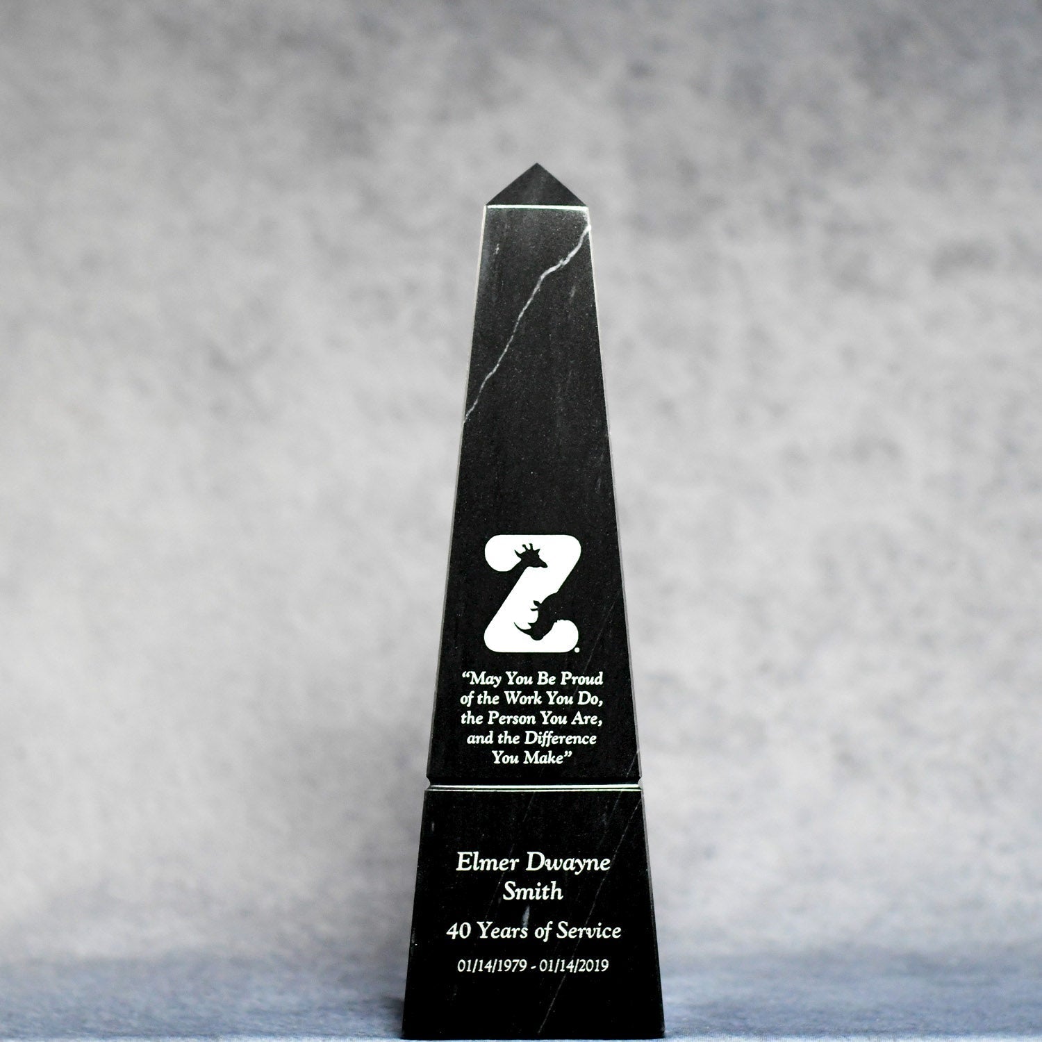 Black Marble Obelisk | Global Recognition Inc