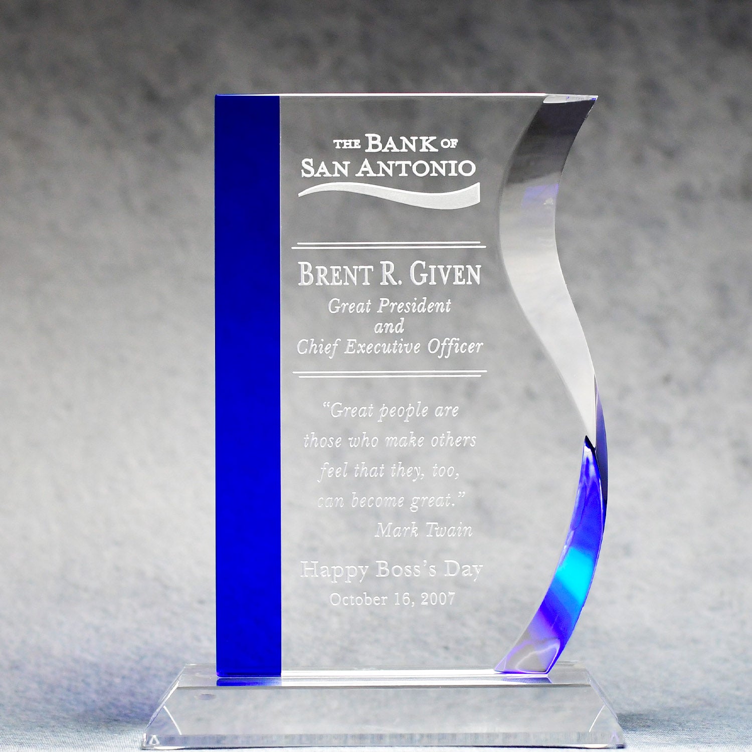 Blue Stripe Wave Crystal | Global Recognition Inc