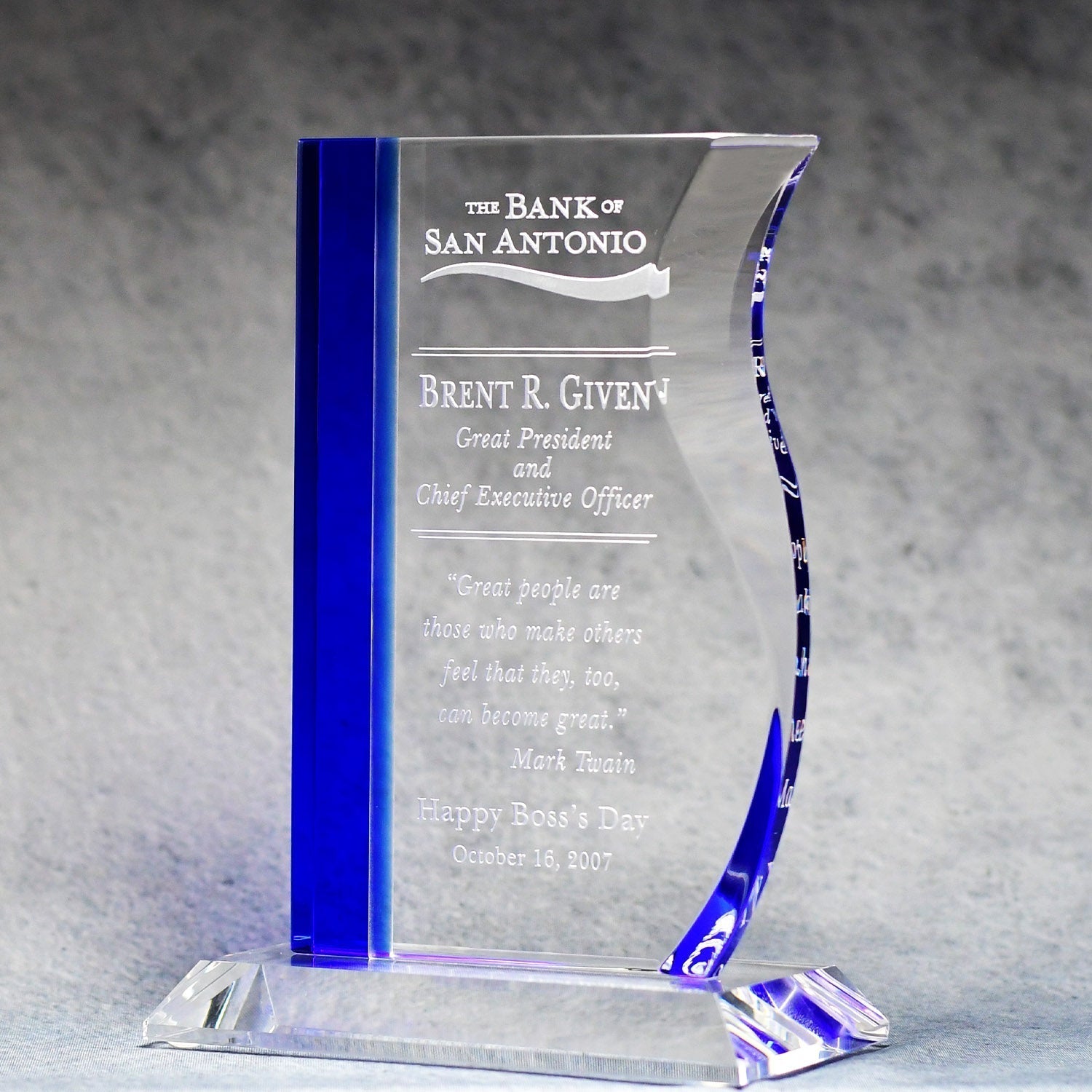 Blue Stripe Wave Crystal | Global Recognition Inc