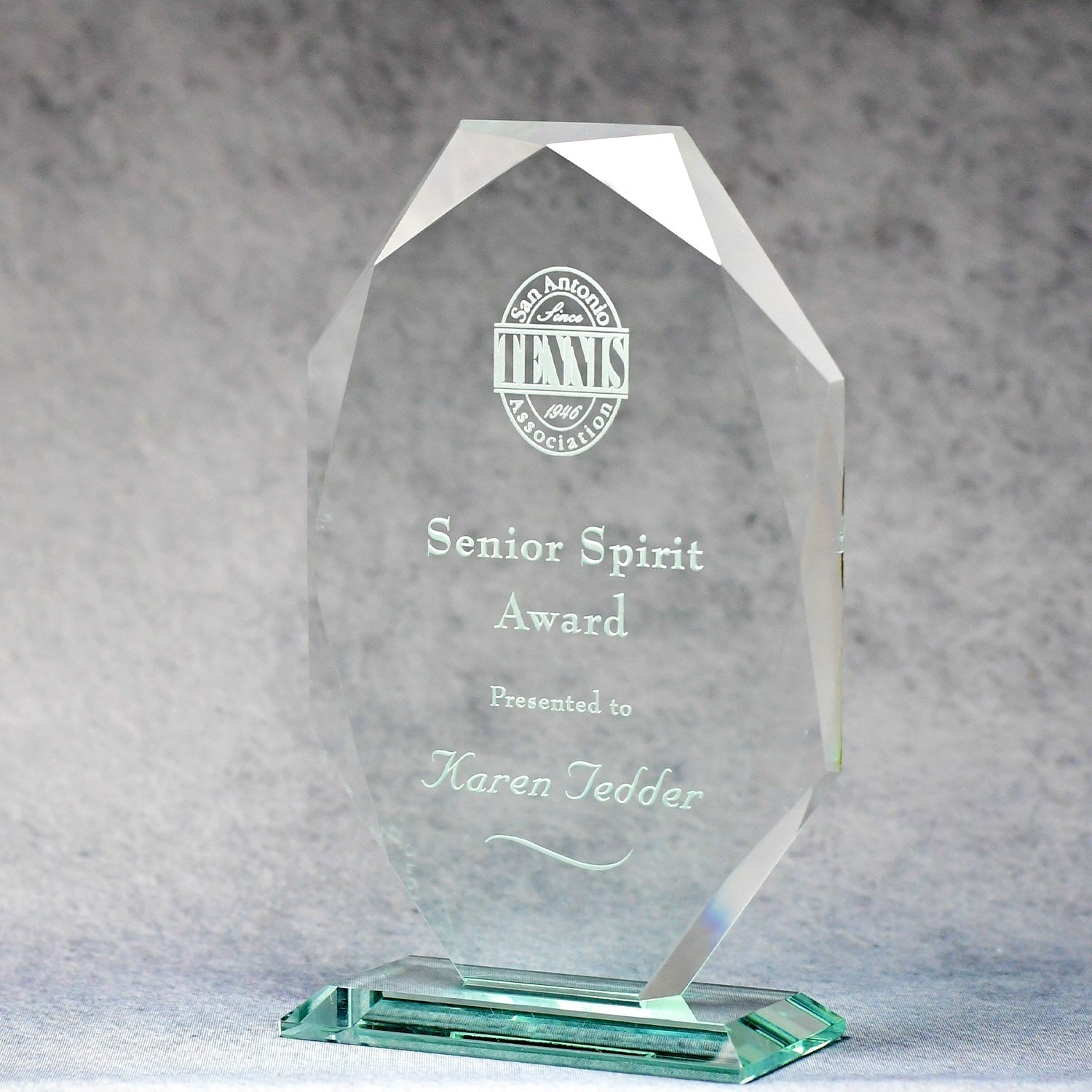 Jade Glass Multi-Faceted Elongated Octagon | Global Recognition Inc