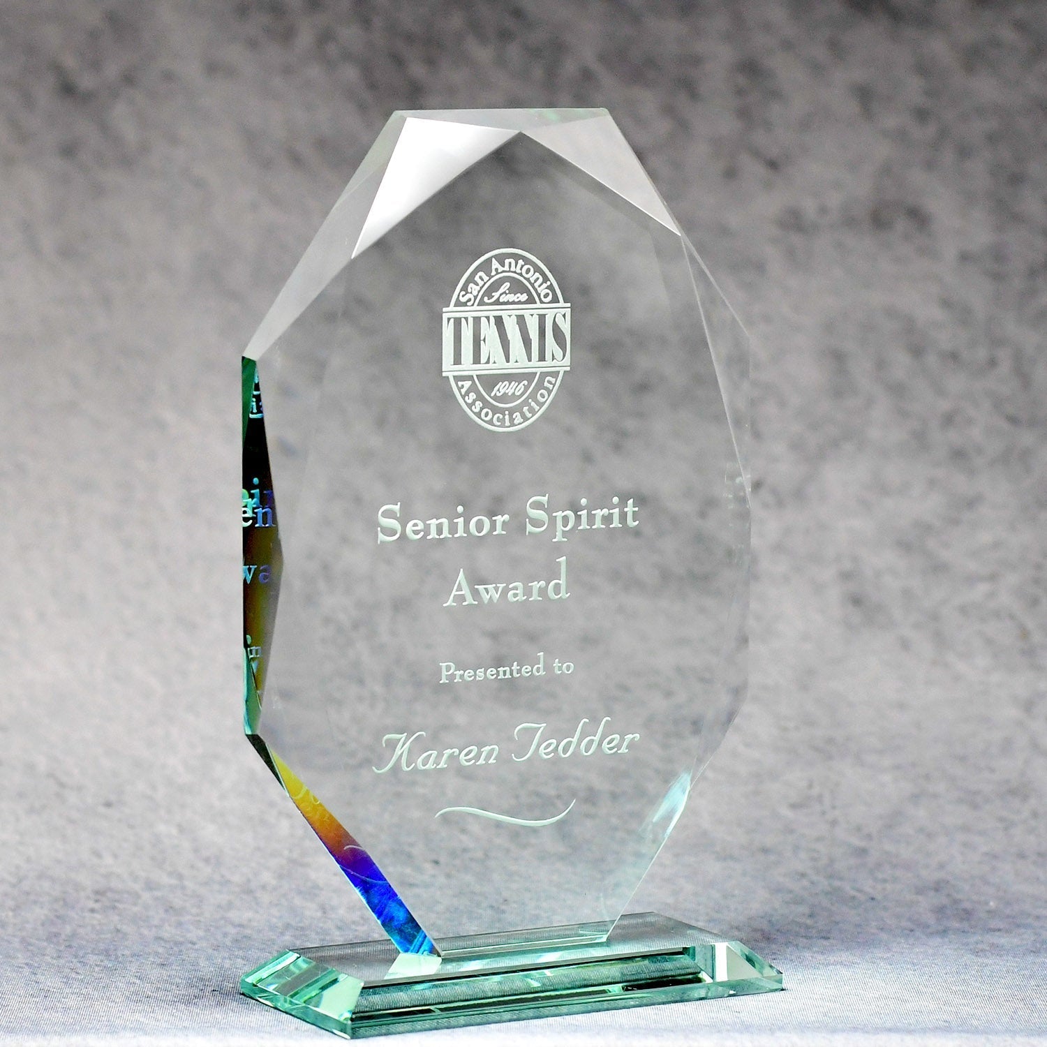 Jade Glass Multi-Faceted Elongated Octagon | Global Recognition Inc