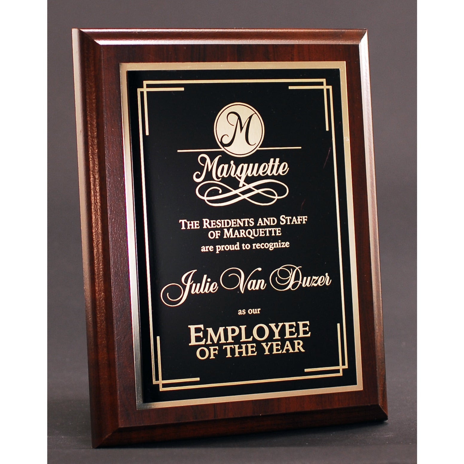 Cherry-Finish Plaque With Plate | Global Recognition Inc