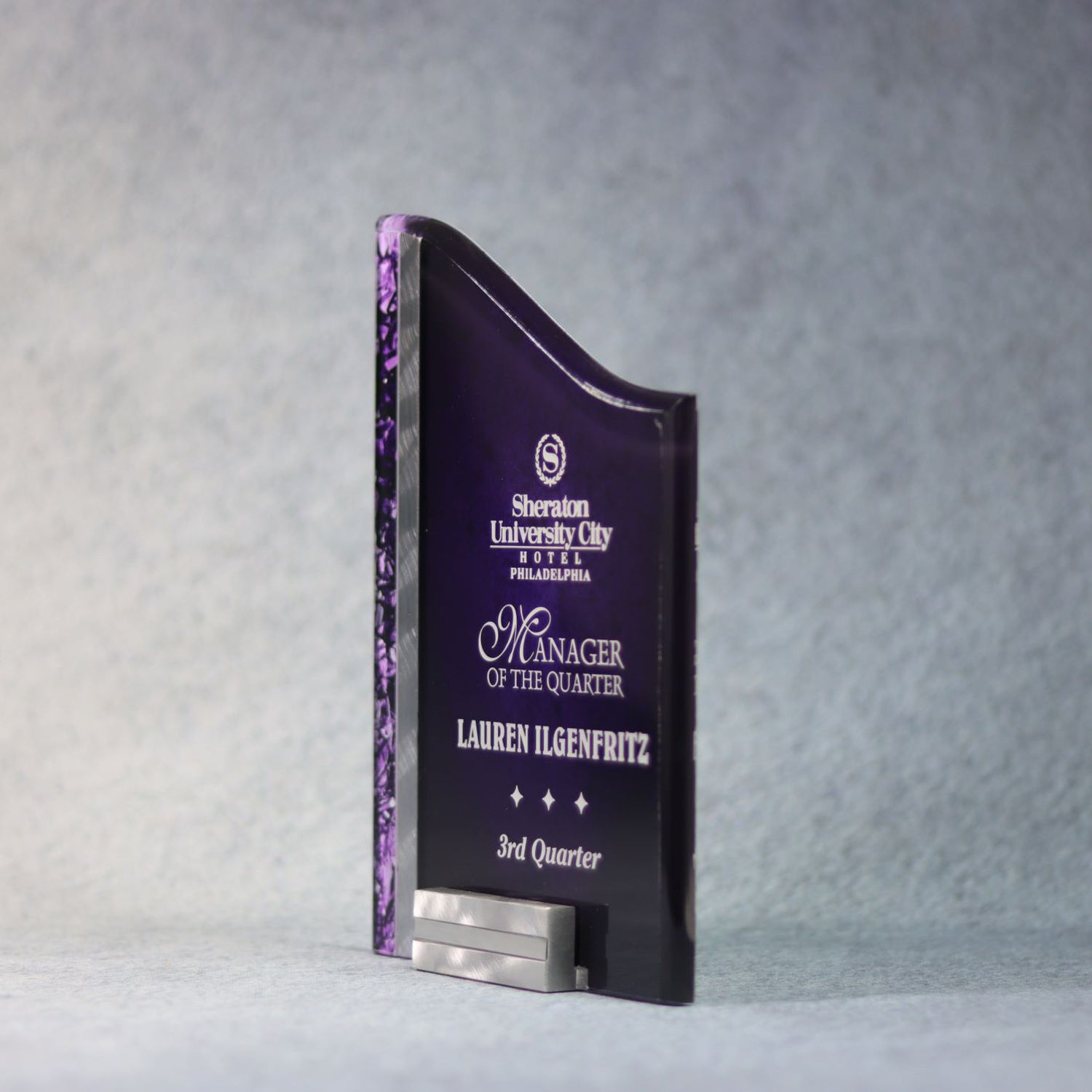 Acrylic Purple Wave With Chrome Base | Global Recognition Inc