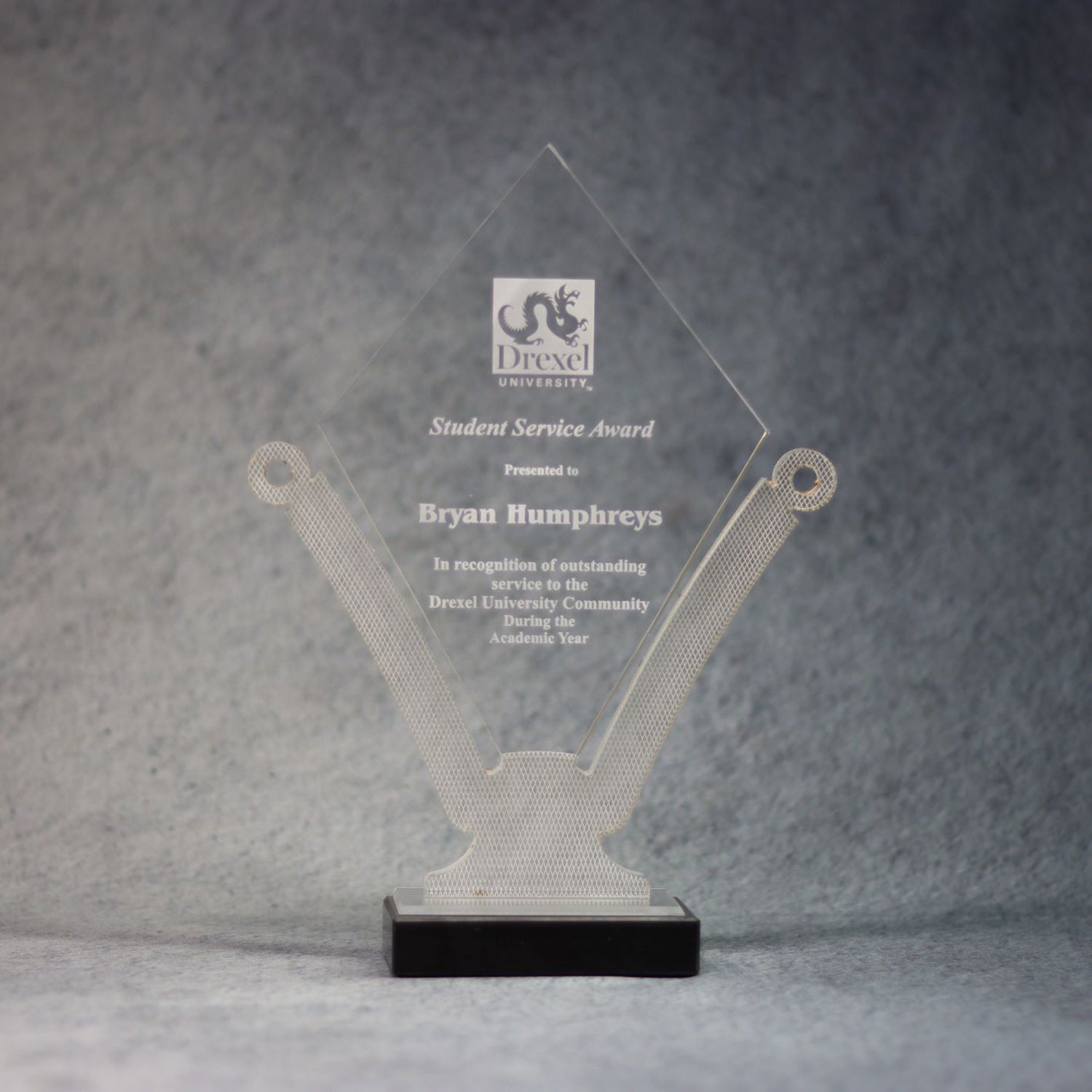 Clear and Textured Acrylic Peaked Cup with Base | Global Recognition Inc