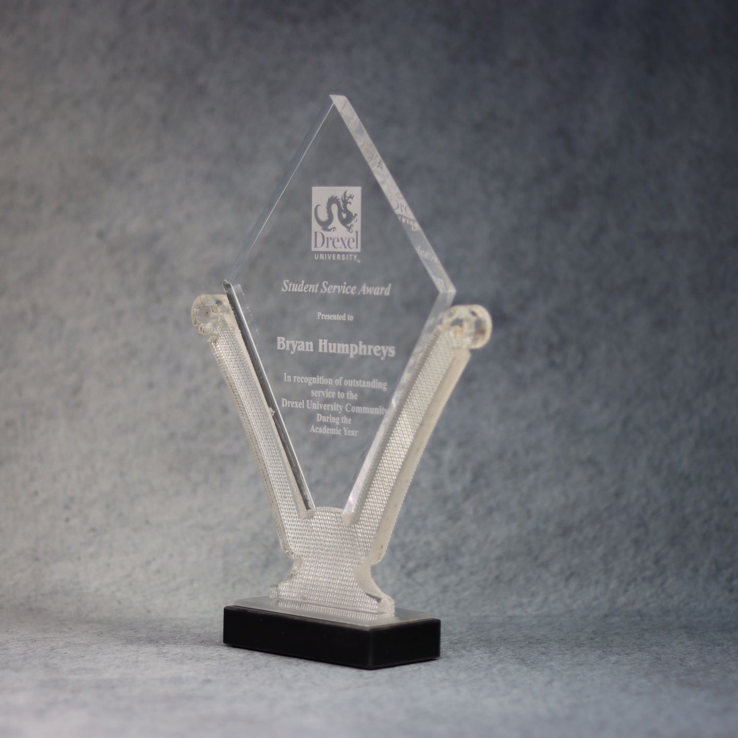 Clear and Textured Acrylic Peaked Cup with Base | Global Recognition Inc
