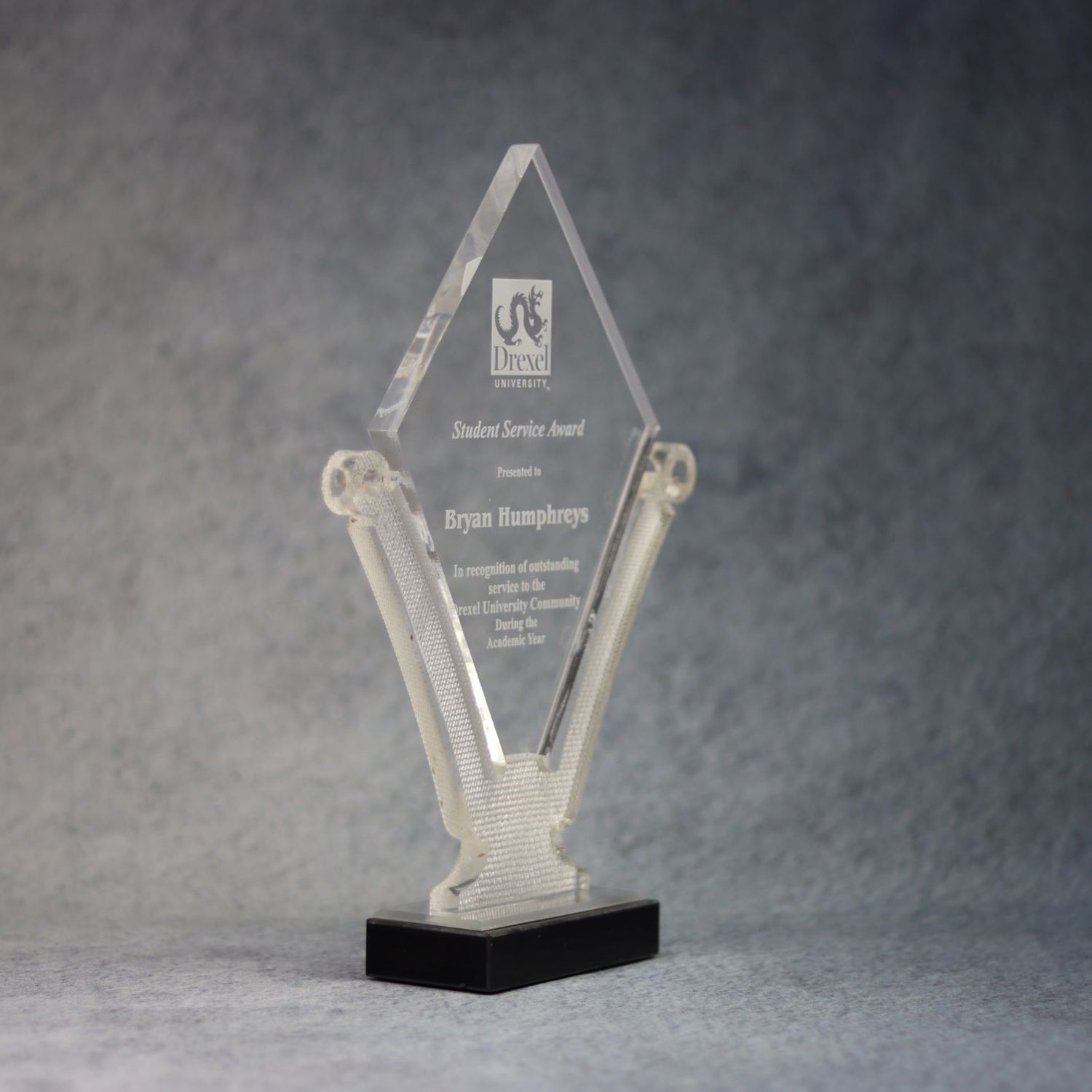 Clear and Textured Acrylic Peaked Cup with Base | Global Recognition Inc
