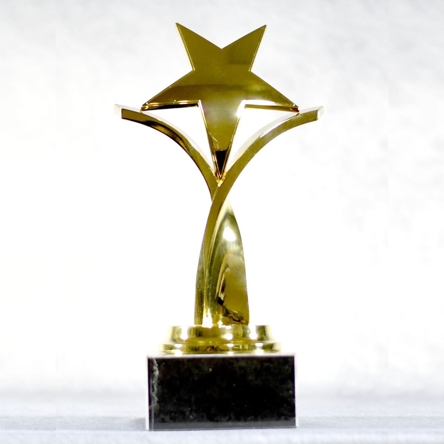 Twisting Star On Black Marble Base, Gold, Silver, Bronze | Global Recognition Inc