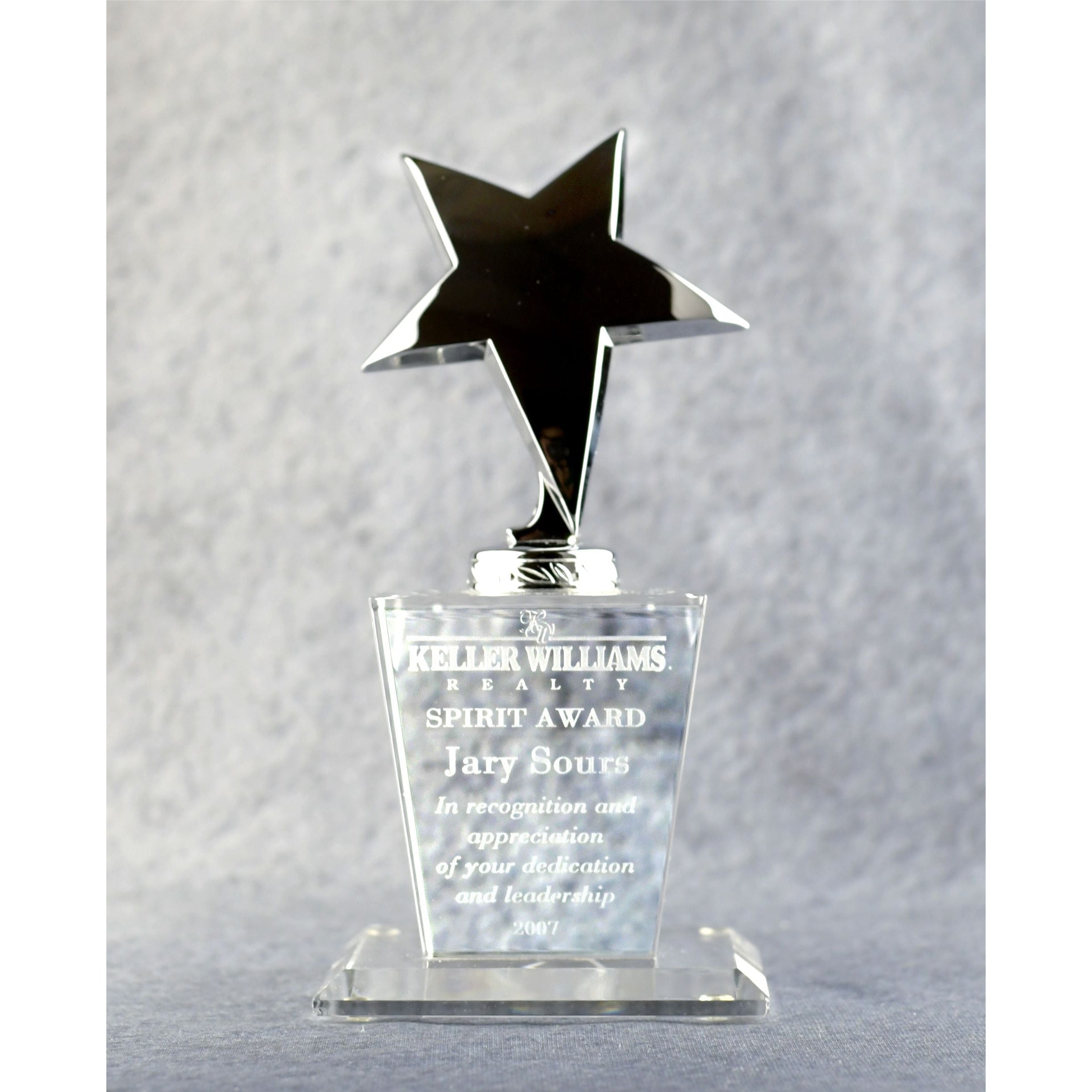 Optic Crystal Base With Silver Metal Star | Global Recognition Inc