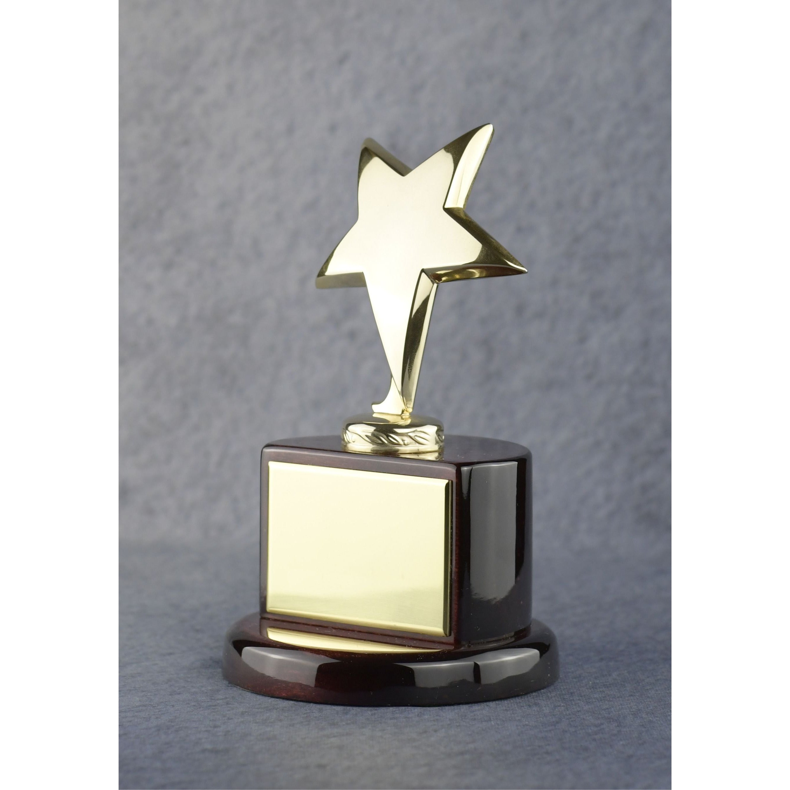 Star Performer Gold Star On Round Rosewood Base | Global Recognition Inc
