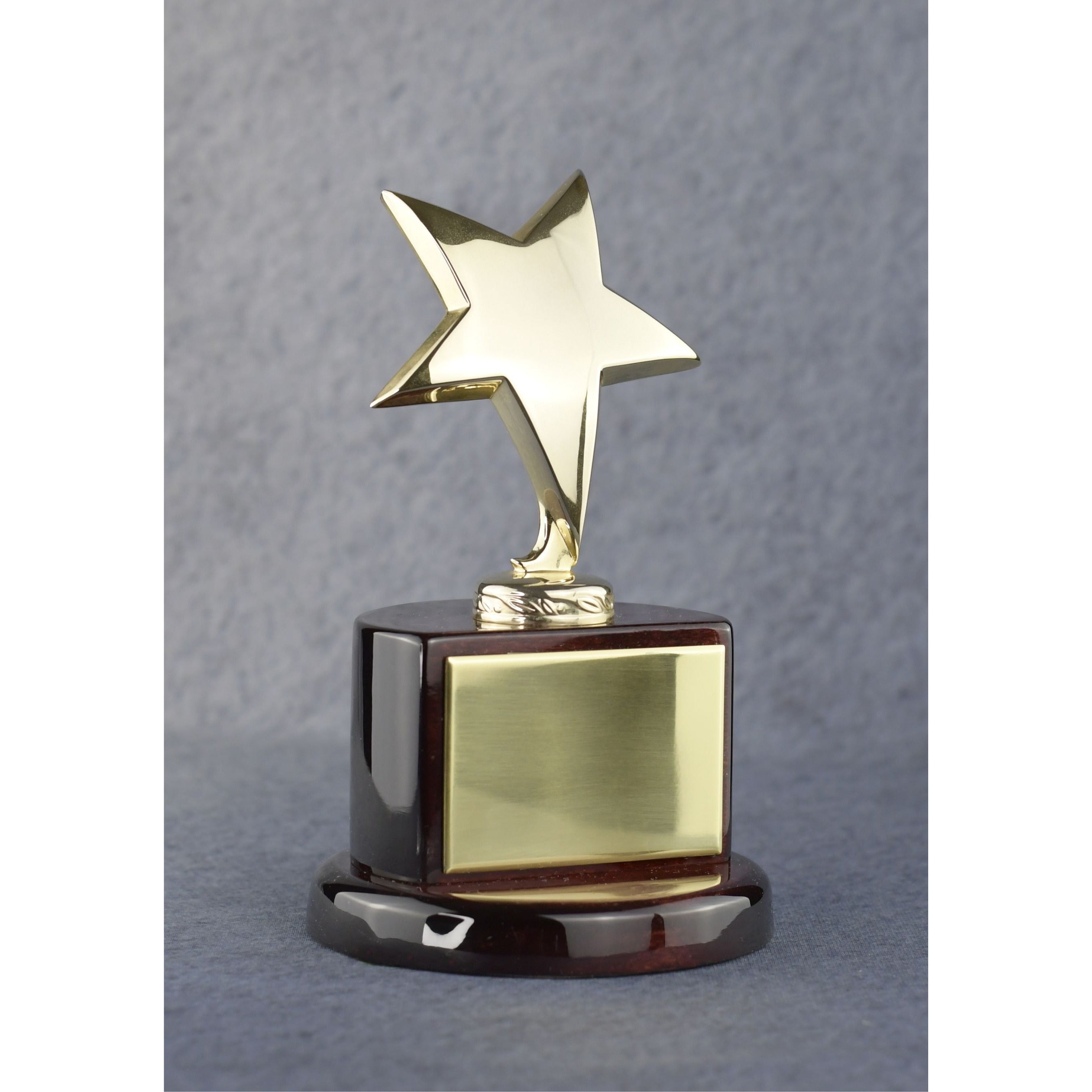 Star Performer Gold Star On Round Rosewood Base | Global Recognition Inc