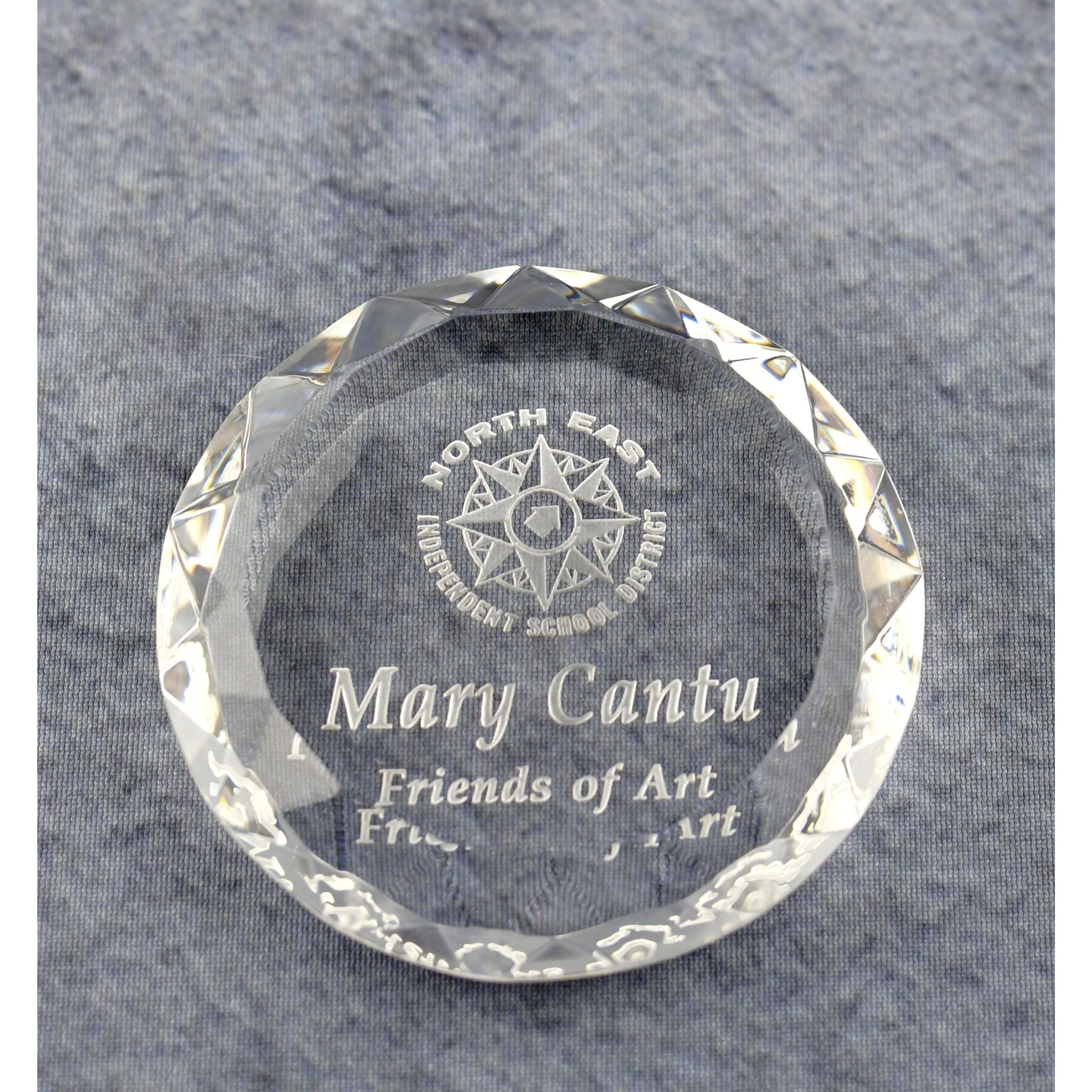 Crystal Round Multi-Faceted Paperweight | Global Recognition Inc