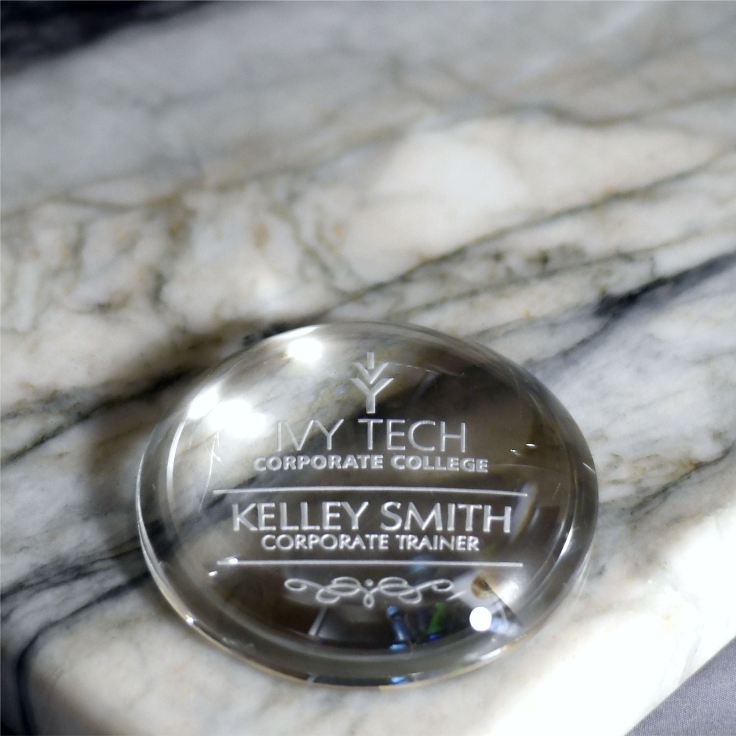 Crystal Paperweight - Low Profile Dome | Global Recognition Inc