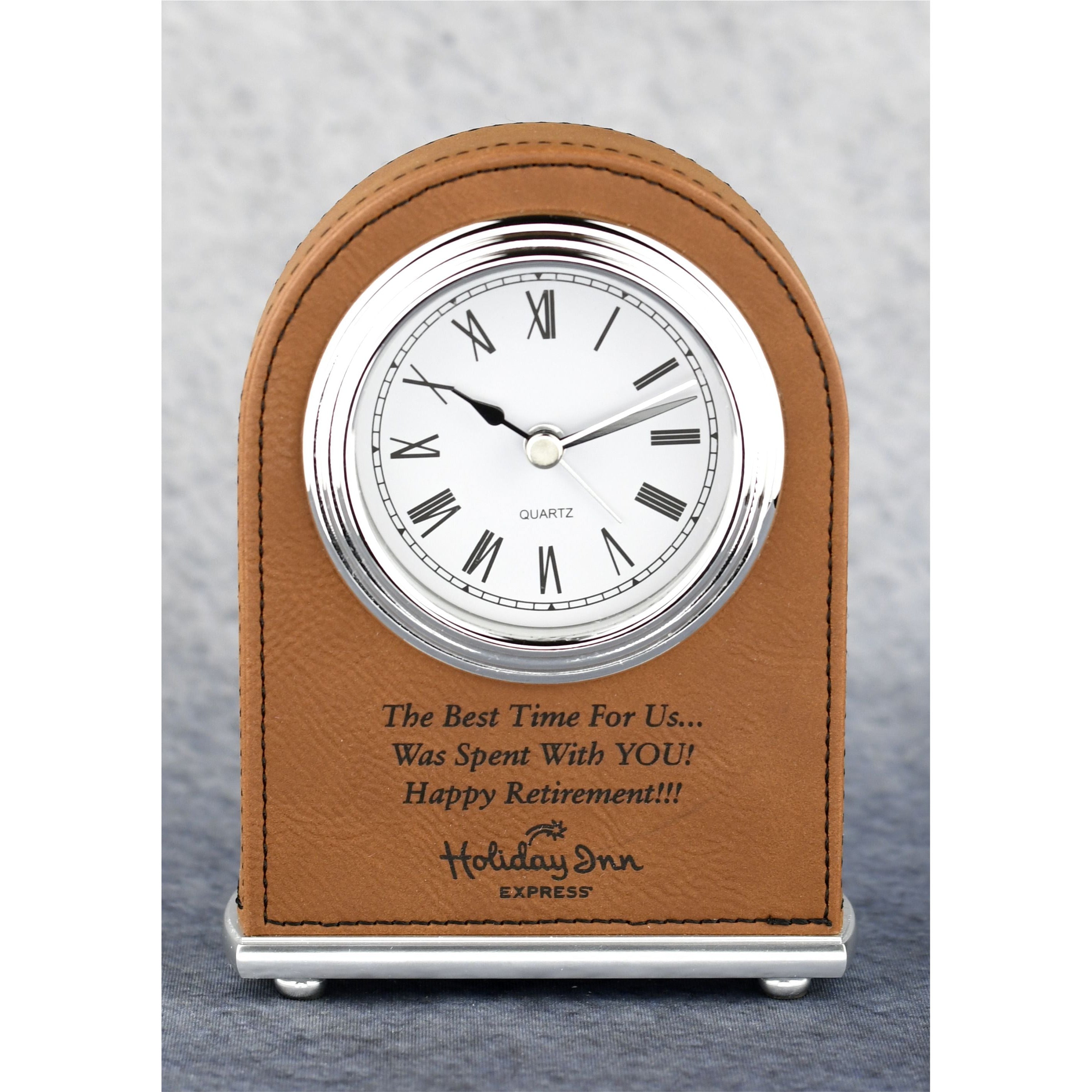 Laserable Leatherette Arch Desk Clock | Global Recognition Inc