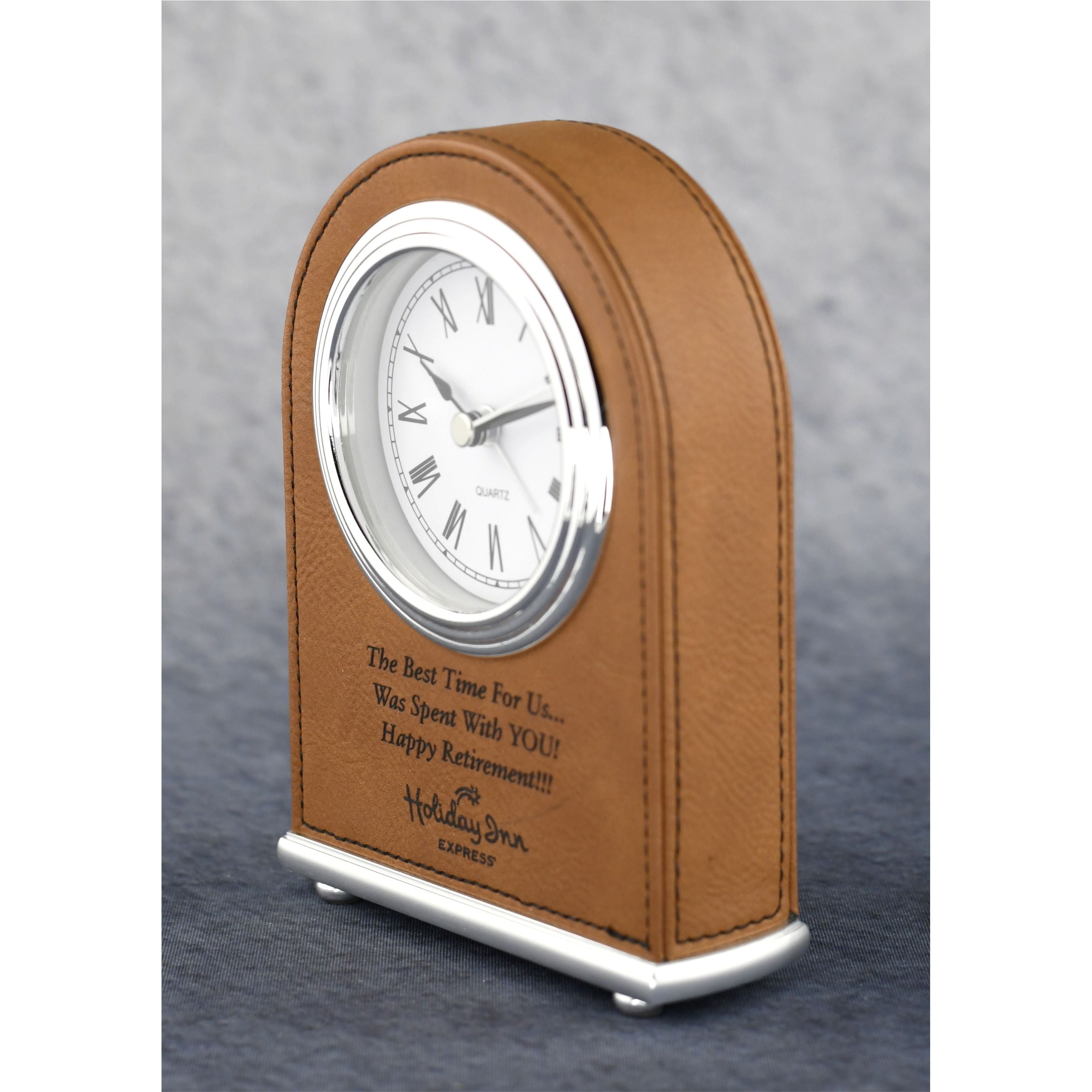 Laserable Leatherette Arch Desk Clock | Global Recognition Inc