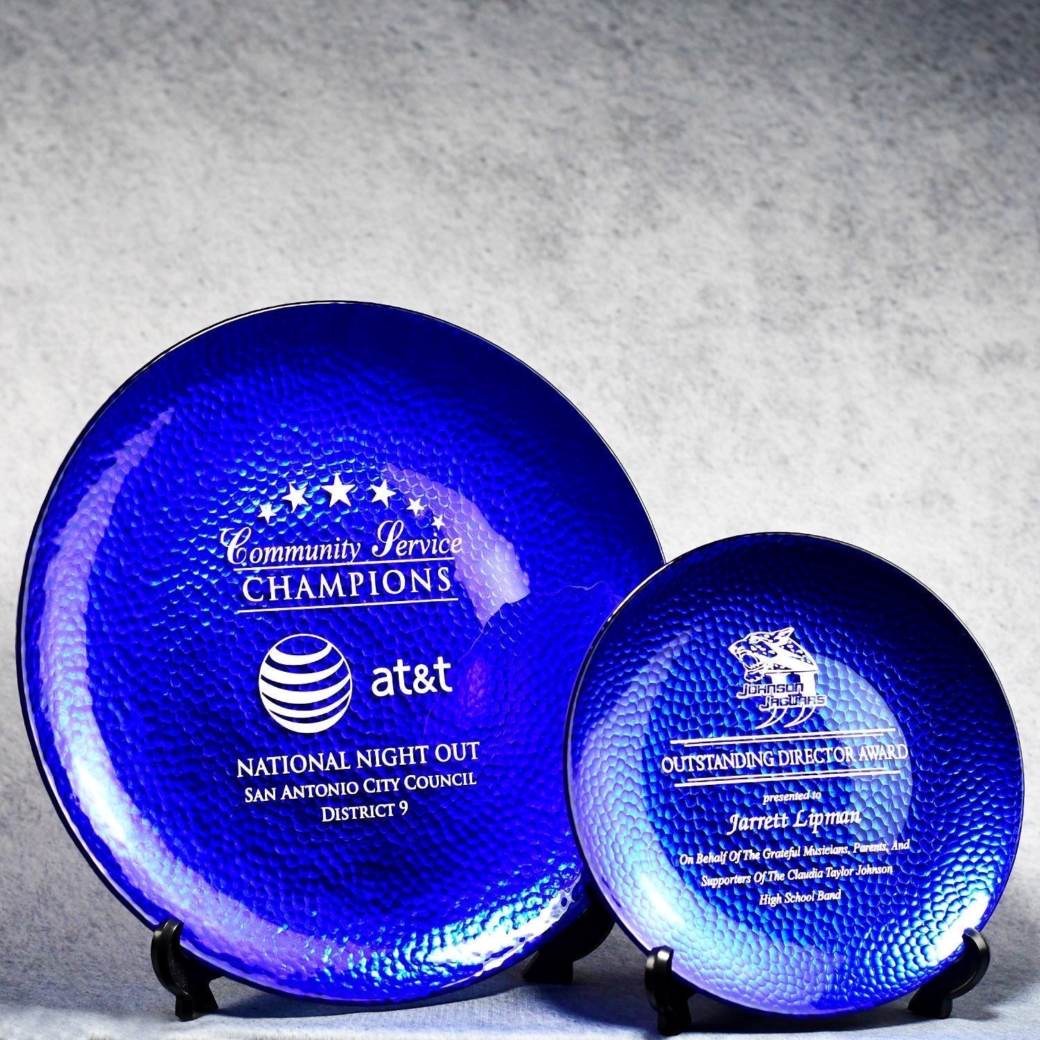 Blue Art Glass Plate | Global Recognition Inc