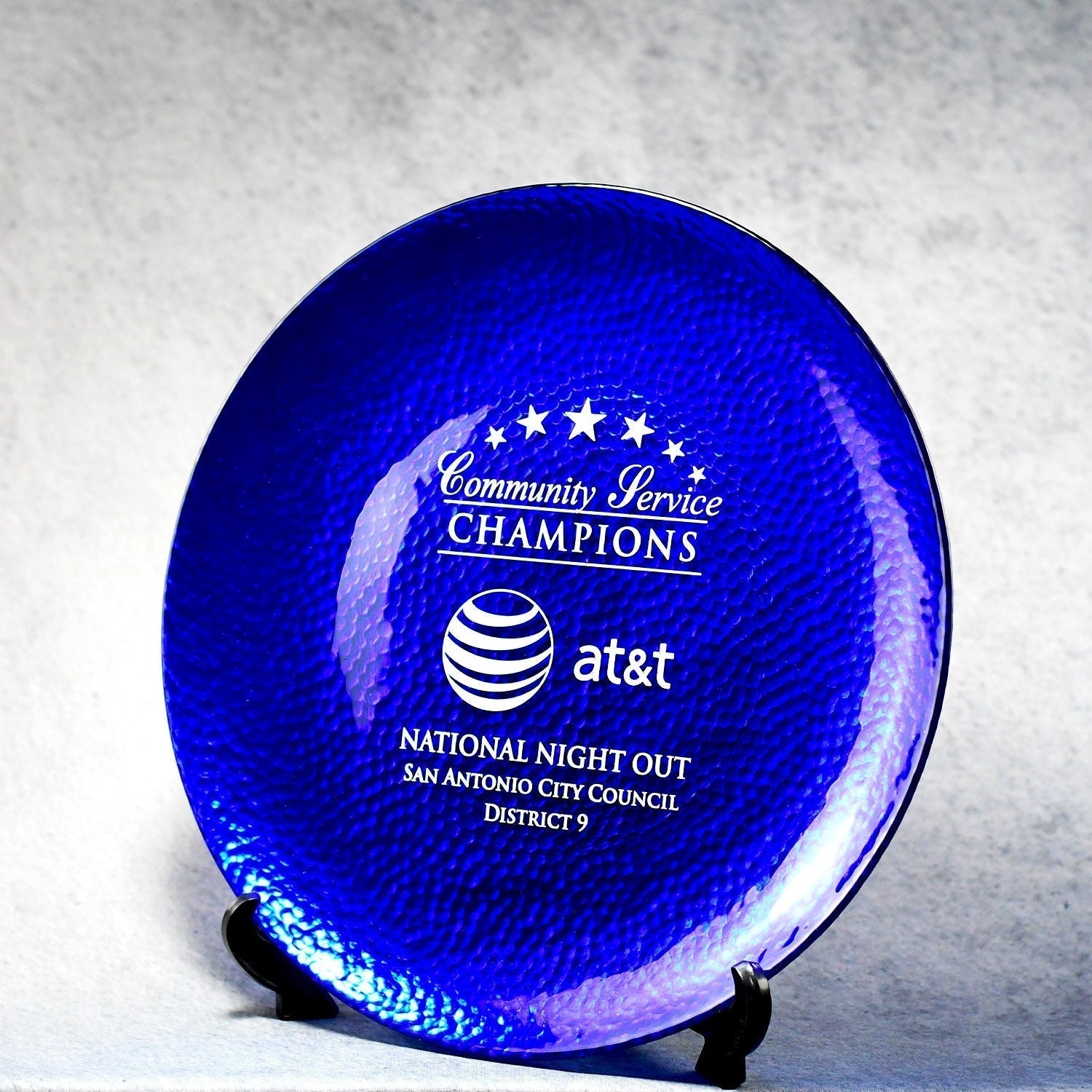 Blue Art Glass Plate | Global Recognition Inc