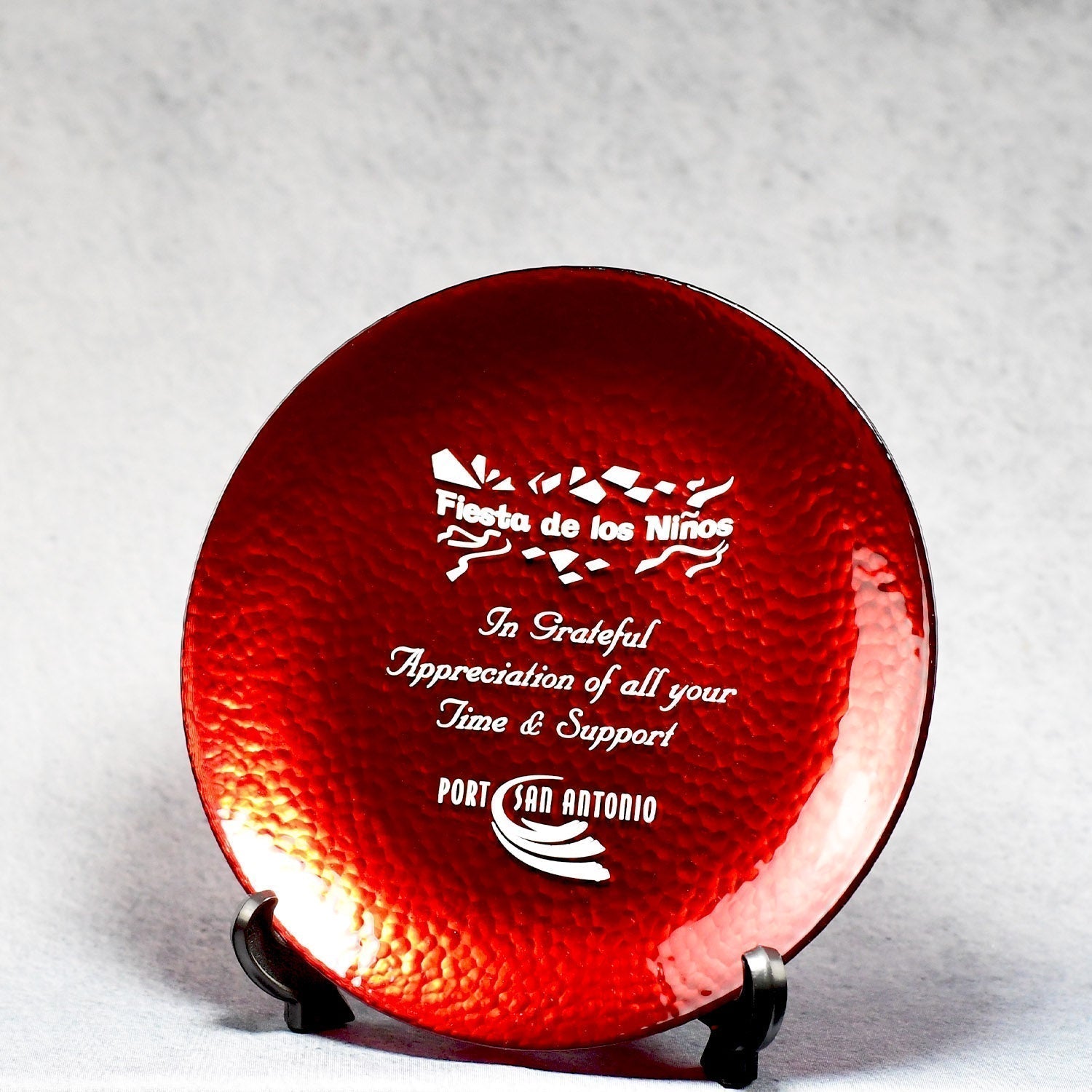 Red Art Glass Plate | Global Recognition Inc