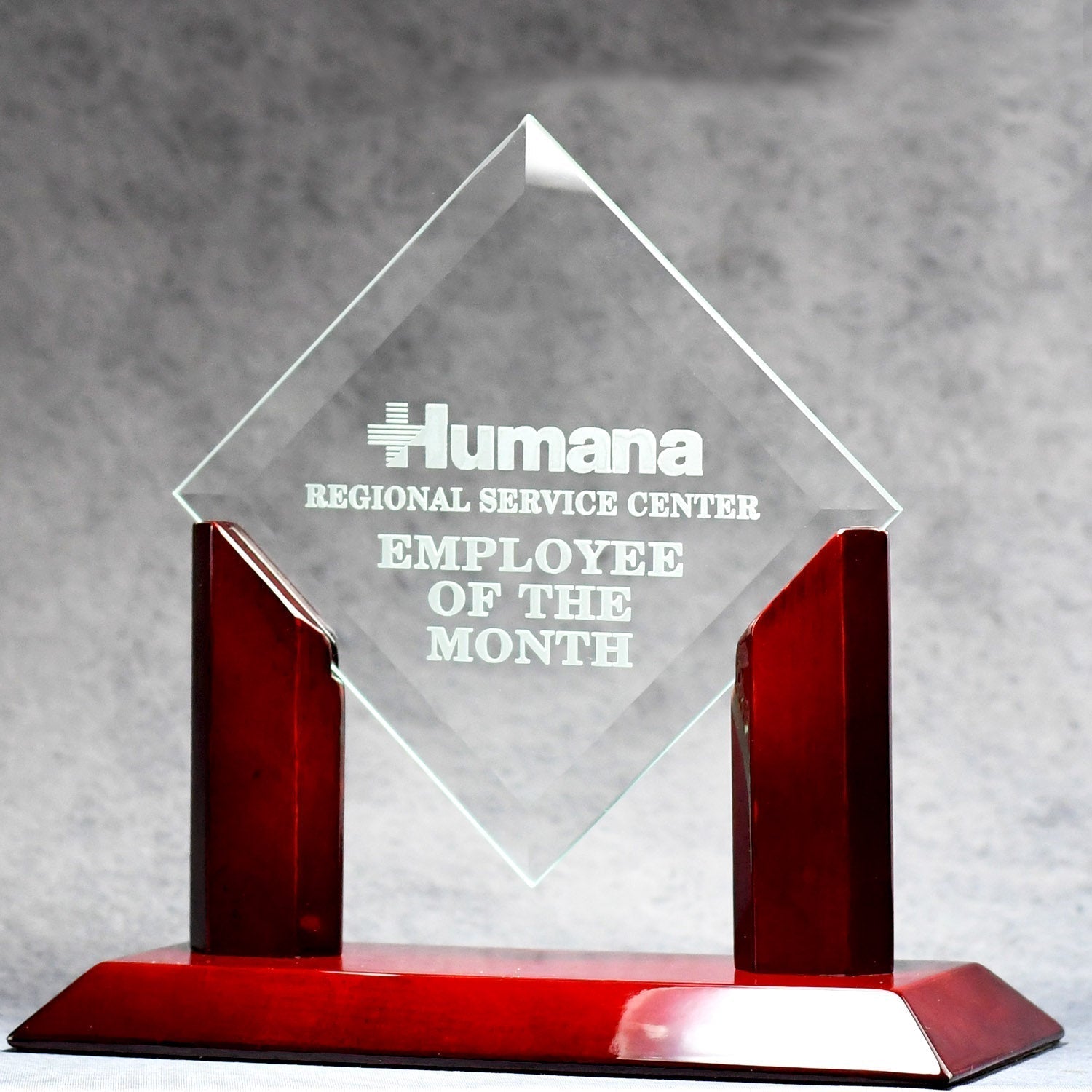 Jade Glass Diamond On Piano Wood Base | Global Recognition Inc