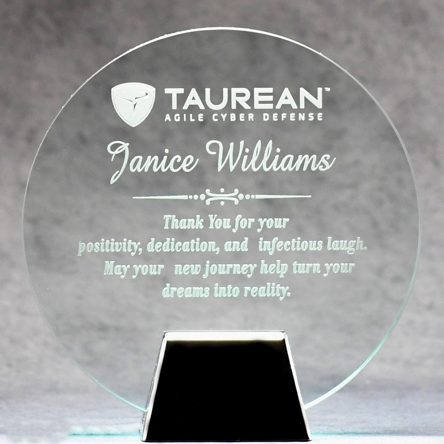 Jade Glass Circle With Chrome Stand | Global Recognition Inc