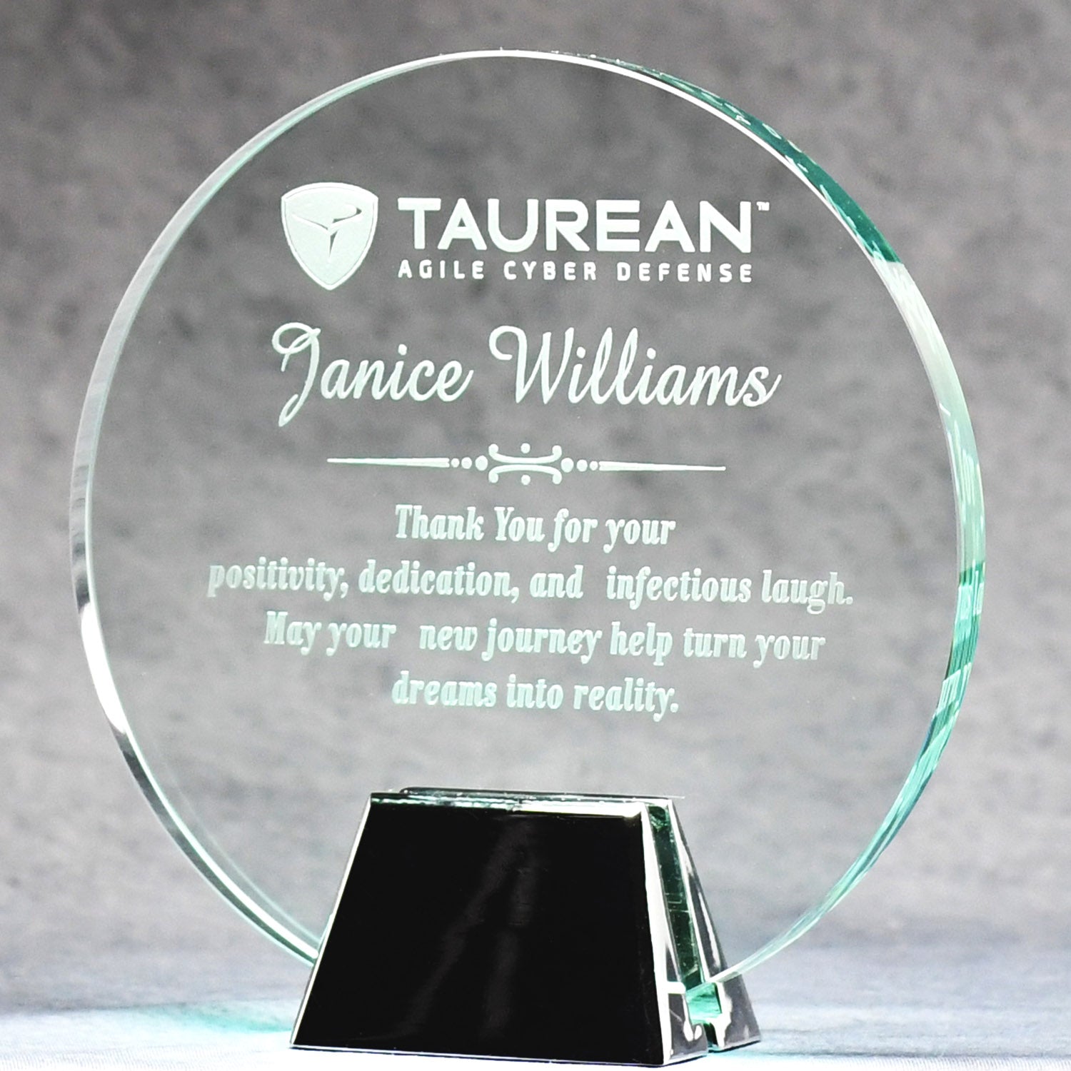 Jade Glass Circle With Chrome Stand | Global Recognition Inc