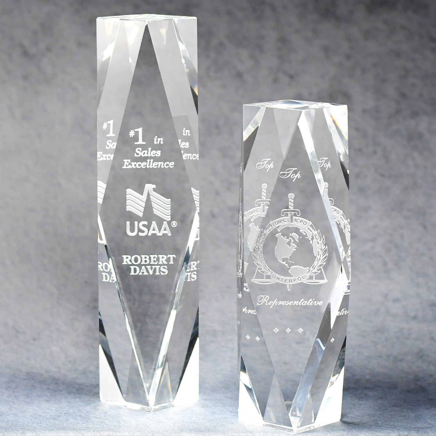 Multi-Faceted Optic Crystal Tower | Global Recognition Inc