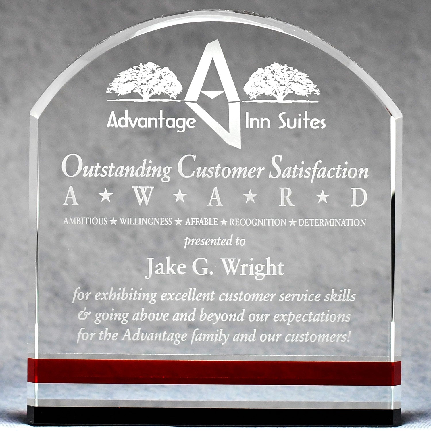 Crystal Arch With Black And Red Accents | Global Recognition Inc