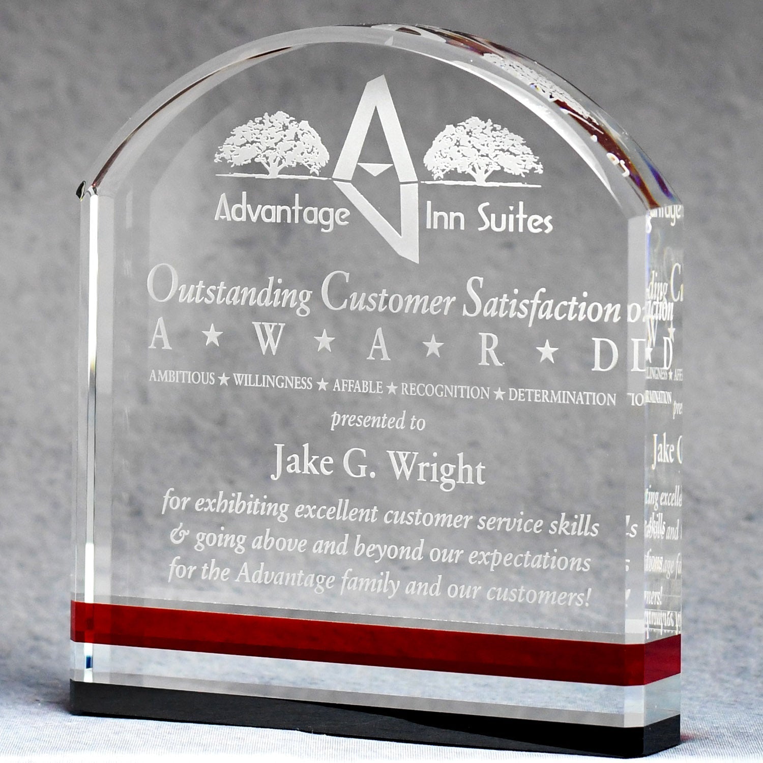 Crystal Arch With Black And Red Accents | Global Recognition Inc