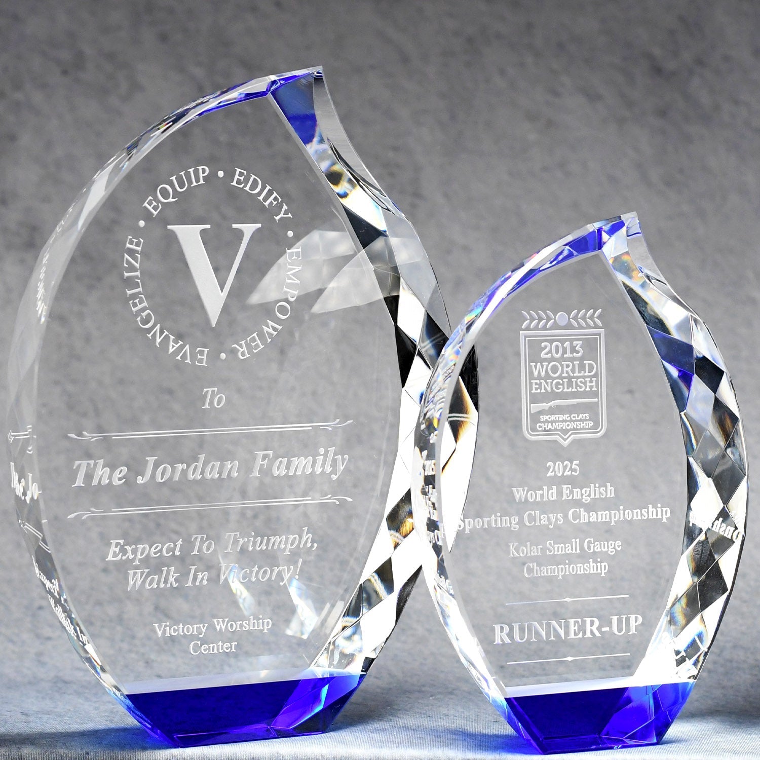 Multi-Faceted Crystal Flame With Blue Base | Global Recognition Inc