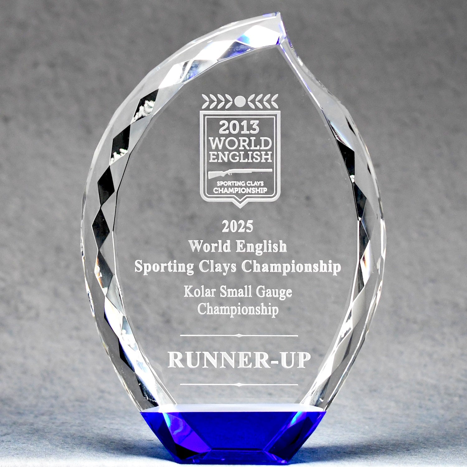 Multi-Faceted Crystal Flame With Blue Base | Global Recognition Inc