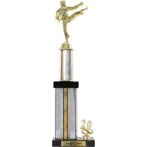 Two-Tier Trophy With Black Marble | Global Recognition Inc