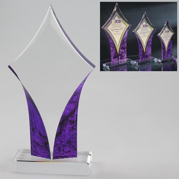 Acrylic Diamond Trophy clear and purple | Global Recognition Inc