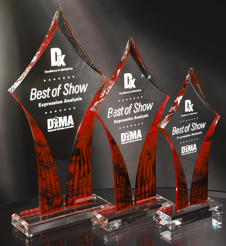 Acrylic Diamond Trophy clear and red | Global Recognition Inc