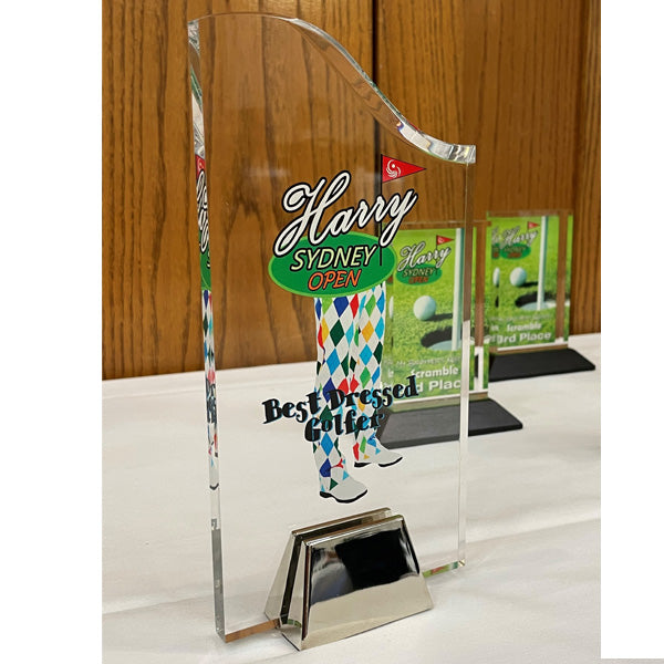 Acrylic Wave With Chrome Base and full color imprint | Global Recognition Inc