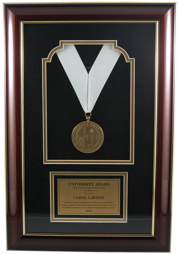 Mahogany Framed Plaque, Triple Mat, Medallion Award