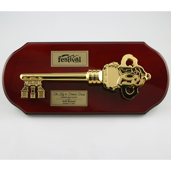 Gold Key Mounted On Rosewood Plaque