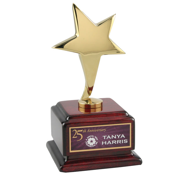 Star Performer Gold Star On Rosewood Base with Personalized Plate| Global Recognition Inc