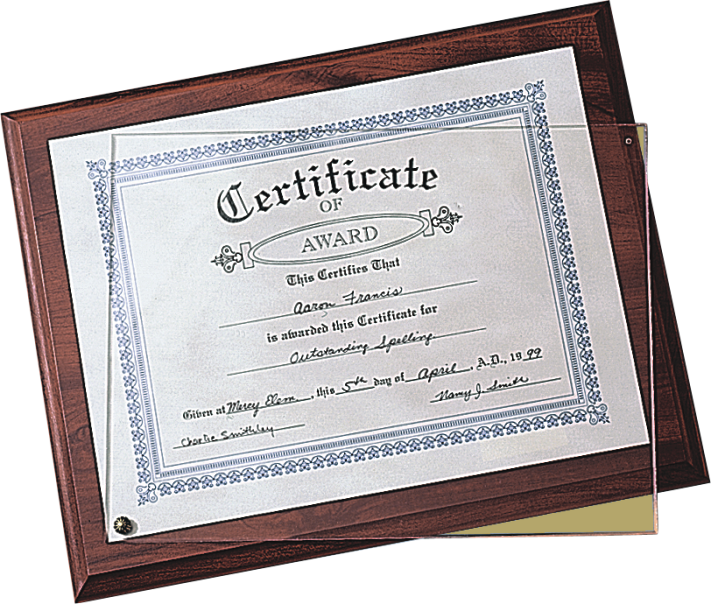 Certificate Plaque Kit