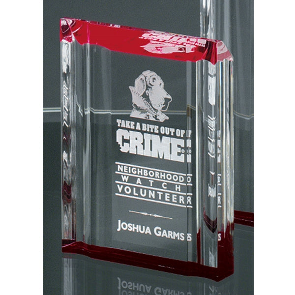 Red and clear acrylic recognition award