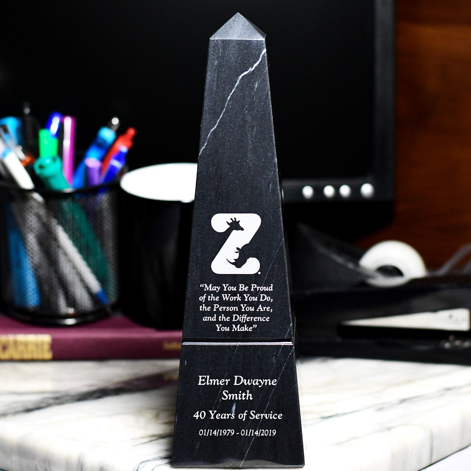 Black Marble Obelisk | Global Recognition Inc