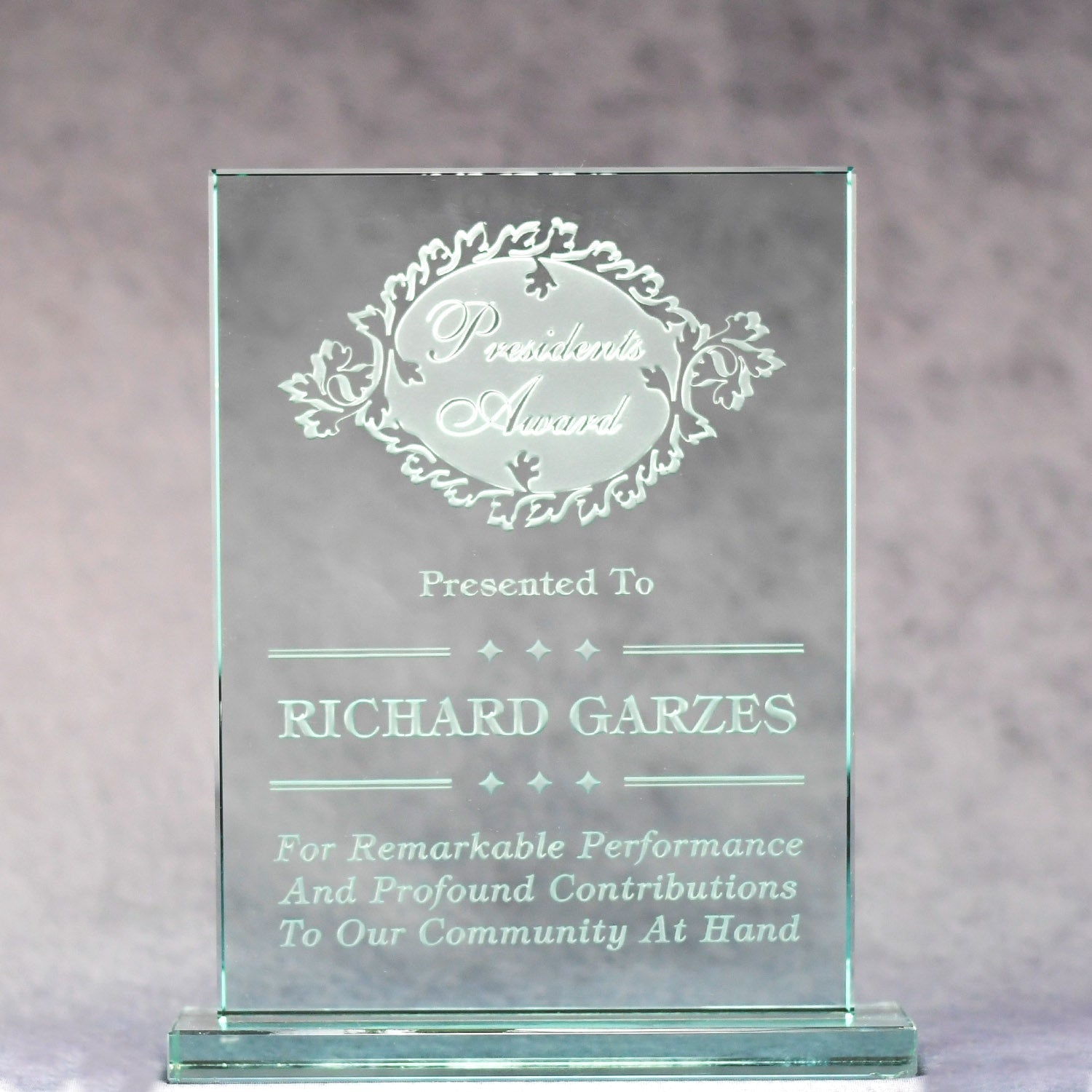 Jade Glass Standing Plaque | Global Recognition Inc