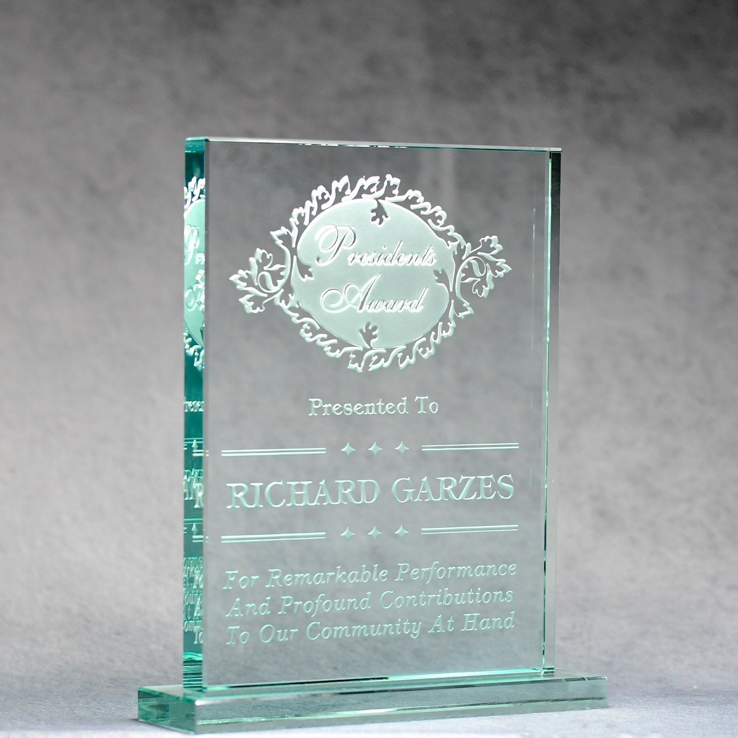 Jade Glass Standing Plaque | Global Recognition Inc