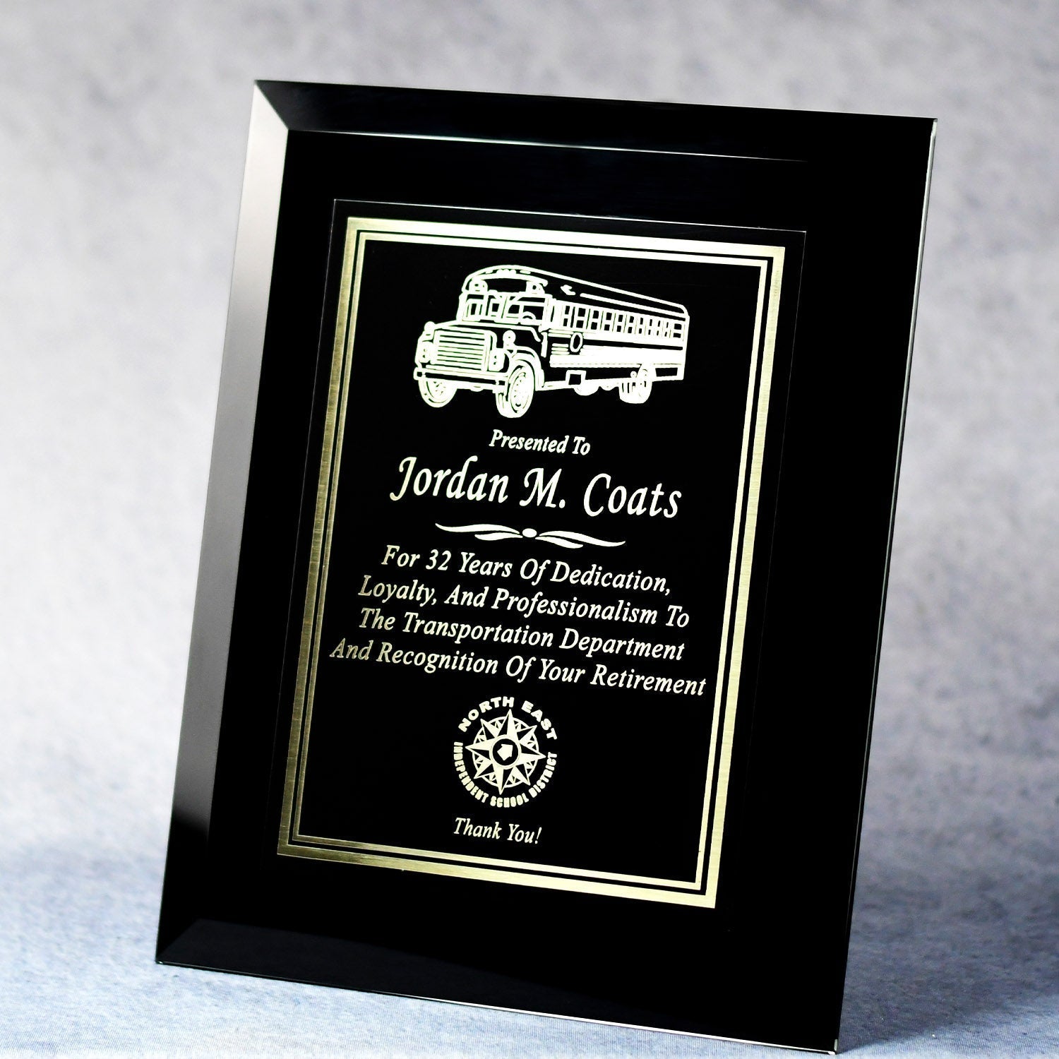 Executive Black Mirrored Glass Plaque With Plate | Global Recognition Inc