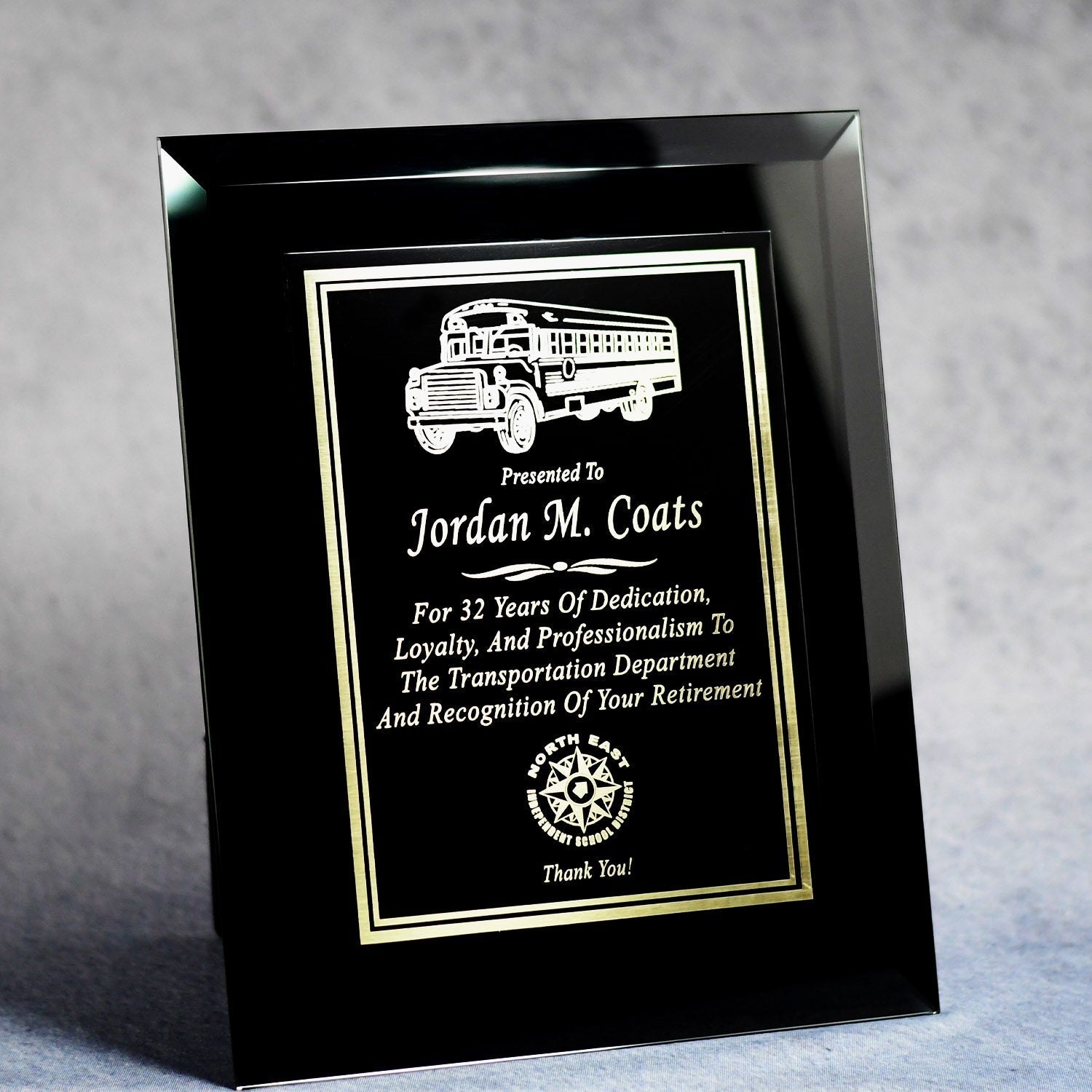 Executive Black Mirrored Glass Plaque With Plate | Global Recognition Inc