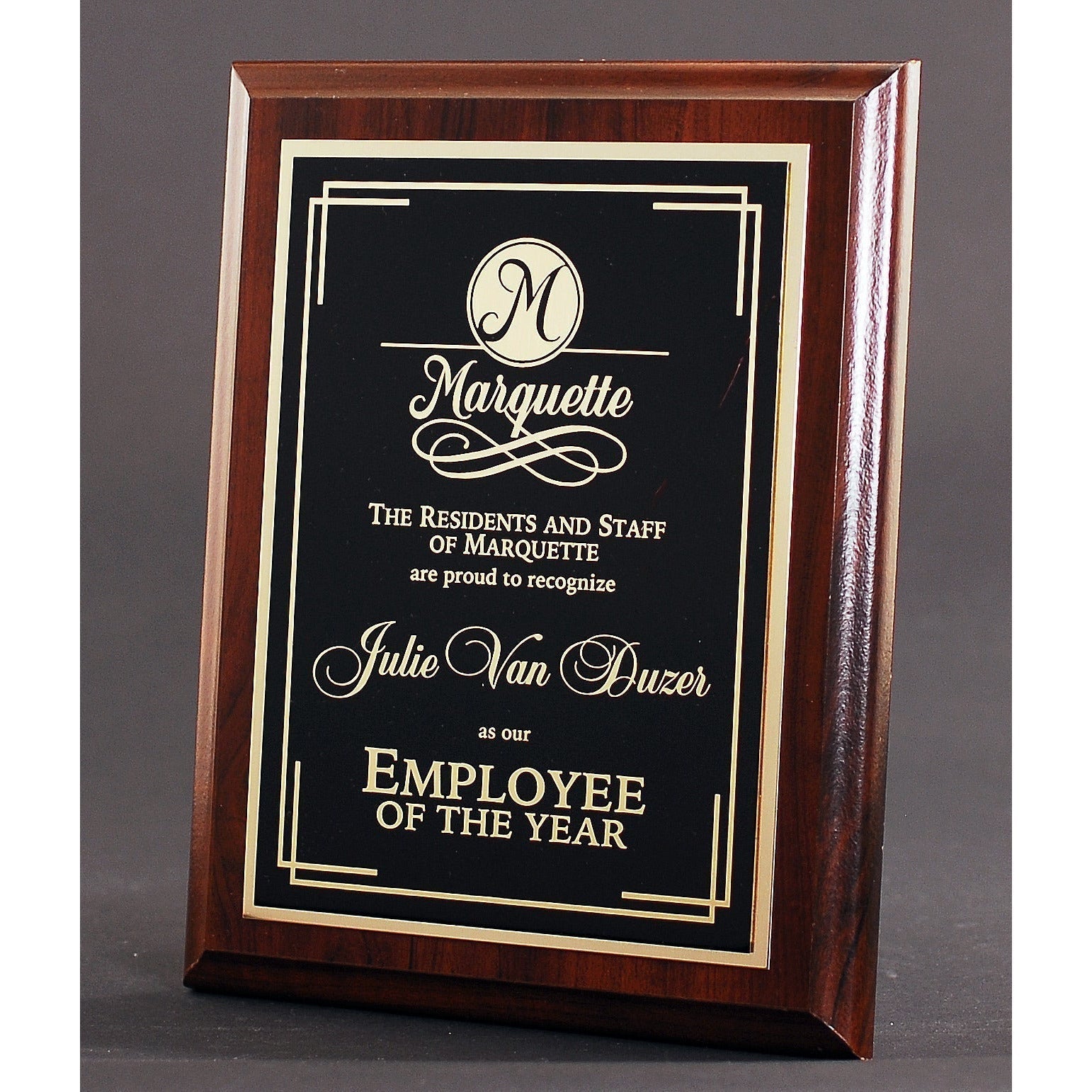 Cherry-Finish Plaque With Plate | Global Recognition Inc