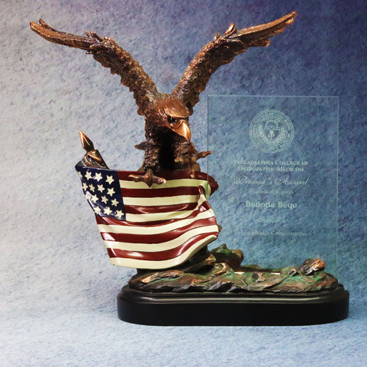 Bronze Eagle With Flag | Global Recognition Inc