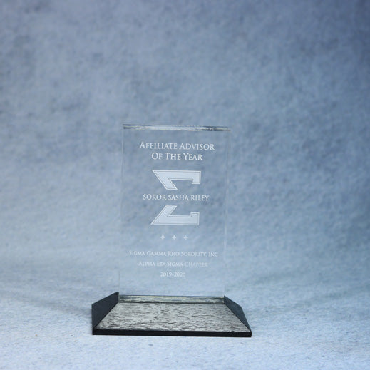 Acrylic On Ebony Base laser engraved | Global Recognition Inc